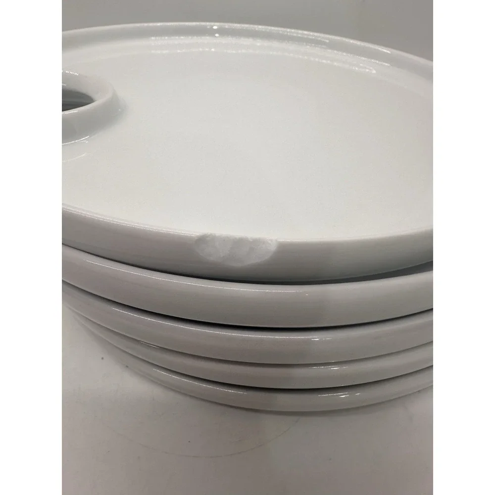 Pottery Barn Great White Mingling Wine Appetizer Plates Glass Holder Set of 5
